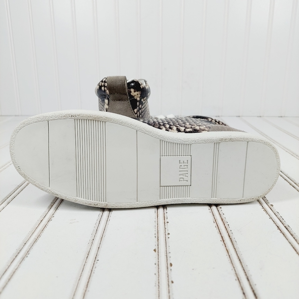 NEW PAIGE Annie Snake Embossed Mid Top In Black/ White Multi Sneakers M512 - Picture 8 of 12